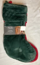MARTHA STEWART HOME STOCKINGS (3) RED GREEN WHITE FAUX FUR 22 INCHES NWT