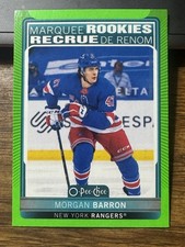 2021-22 O-Pee-Chee Neon Green Border /50 #520 Marquee Rookies Morgan Barron