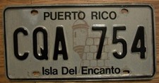 SINGLE PUERTO RICO LICENSE PLATE - 1986/06 - CQA 754 - ISLA DEL ENCANTO