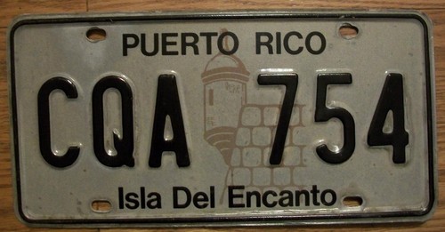 SINGLE PUERTO RICO LICENSE PLATE - 1986/06 - CQA 754 - ISLA DEL ENCANTO