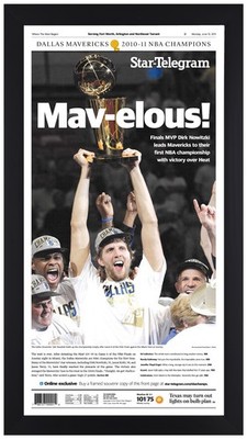 2011 Dallas Mavericks NBA Champions Framed Print 13x24 Mav-elous Dirk Nowitzki