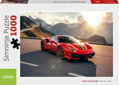 Simninja Puzzle 1000 Teile - Motiv: Ferrari 488 Pista Auto Puzzle für Erwachsene