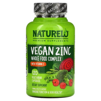 2 X NATURELO, Vegan Zinc with Vitamin C, 120 Vegetarian Capsules
