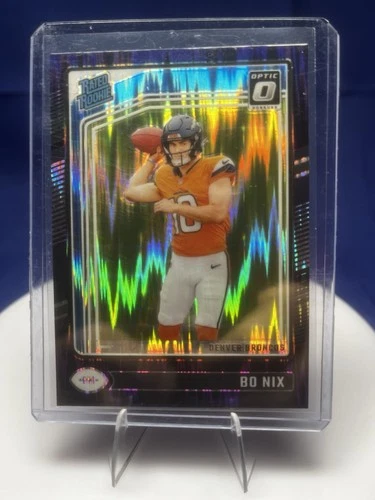 🔥ROOKIE PURPLE SHOCK. 2024 Panini Donruss Optic Rated Rookie Bo Nix RC🔥