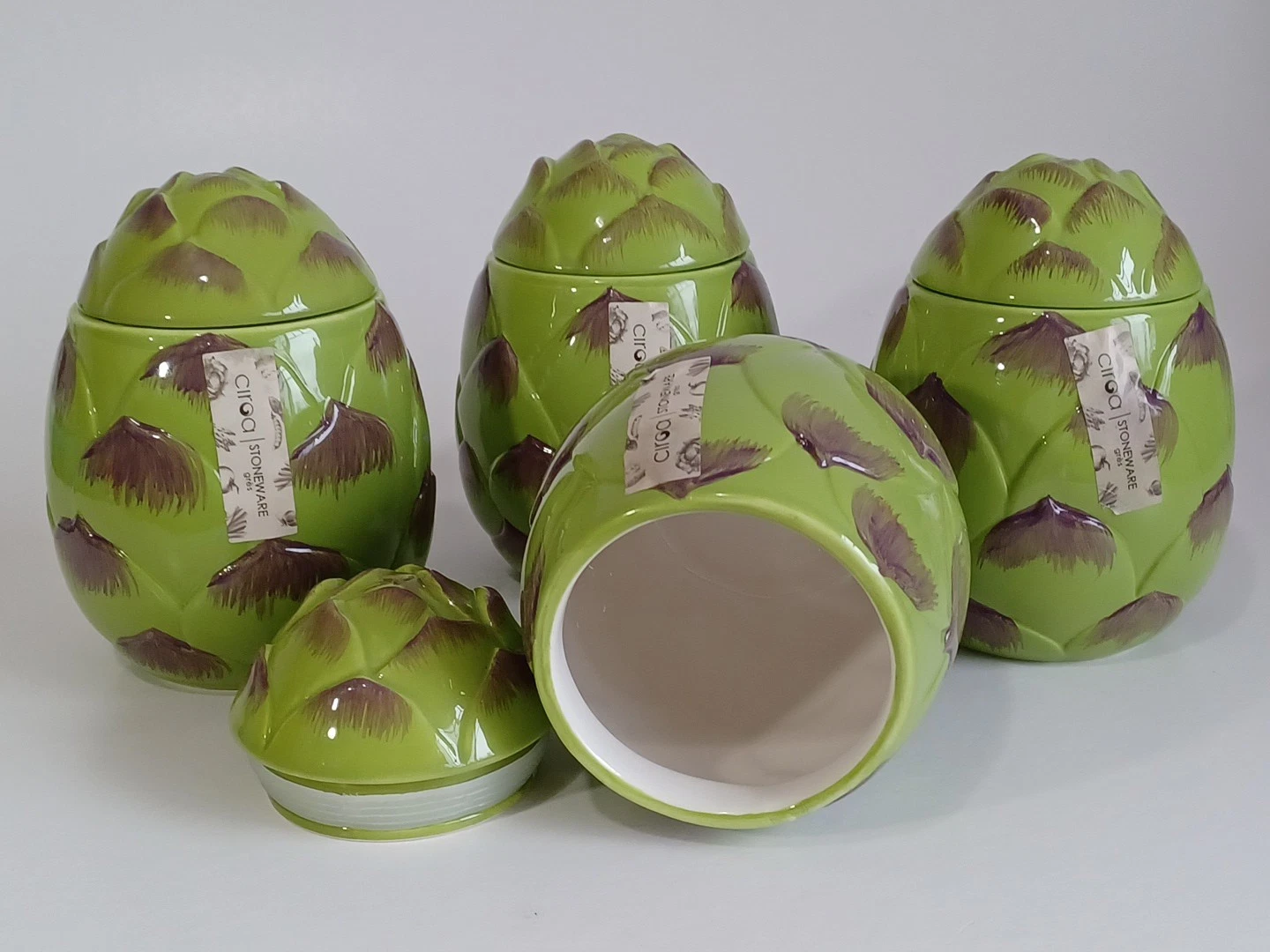 Ciroa Artichoke Canister Set Of 4, Stoneware, 6.5" Tall, Designed In Australia