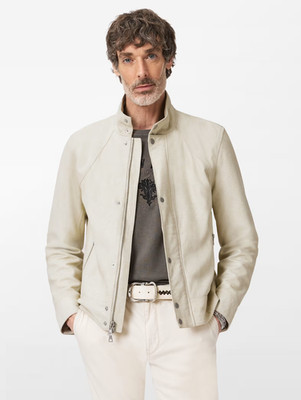$898 NWT New John Varvatos Collection Ronan Leather Racer Jacket EU48 US38