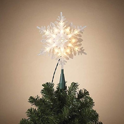 Gerson Electric Lighted Glitter Snowflake Tree Topper, 20 Lights, 9.25''
