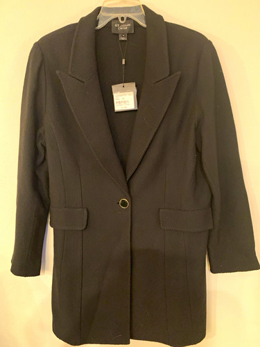 St. John Caviar Black Button Jacket Wool Long Sleeve Size 16 NWT retail $1,395
