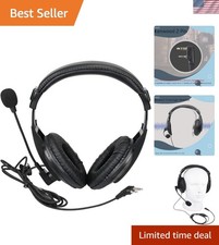 Noise Reduction Walkie Talkie Headset with Adjustable Boom Mic - Black