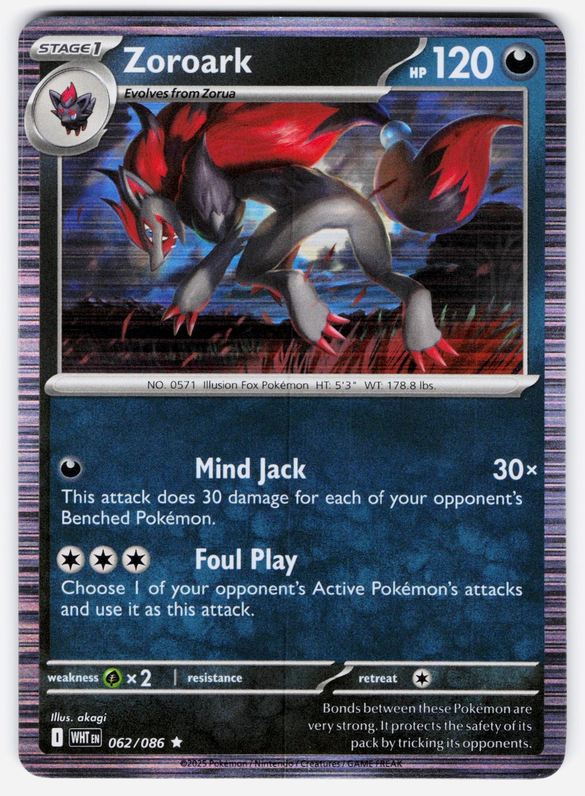 ZOROARK 062 HOLO R WHITE FLARE POKEMON HOLO LP