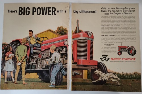 1963 Massey Ferguson MF Super 90 Tractor Farm Agriculture  Ag Print Ad 2 Page