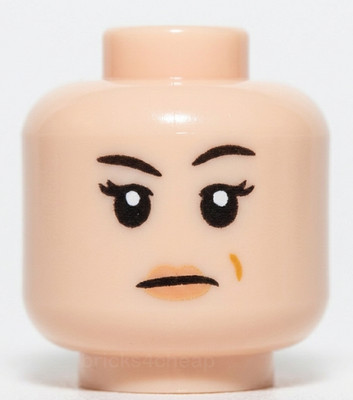 Lego Head Light Nougat Female  One Raised Eyelashes Nougat Lips Smile Crease