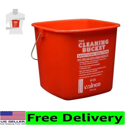Professional-Grade 6-Quart Red Bucket for Sanitizing in Bakeries and Restaurants