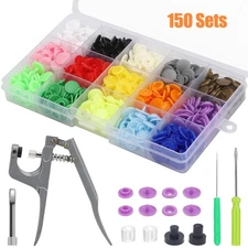 150PCS 12mm Colorful Snap Button Kit with Pliers Fastener for DIY Sewing & Craft