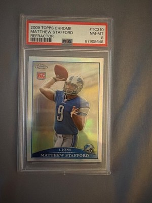 2009 TOPPS CHROME REFRACTOR #TC210 MATTHEW STAFFORD ROOKIE RC PSA 8