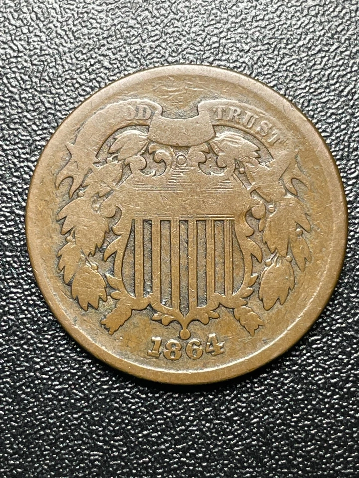U.S. Civil War Era 1864 Copper Two Cent Coin - Image 3 of 4