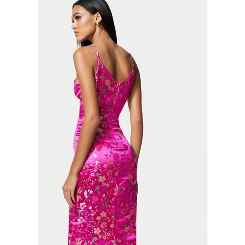 BEBE Floral Jacquard Midi Dress Phlox Pink {O34} - Picture 3 of 4
