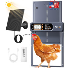 Solar Automatic Chicken Coop Door w/ Timer, Light Sensor, Remote, Anti-Pinch, Wa