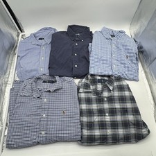 Lot of 5 Polo Ralph Lauren Button Down Shirts Men s Medium Plaid Cotton Pony