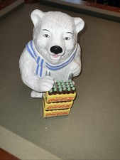 Vintage Cookie Jar Coca Cola Polar Bear Ceramic 13