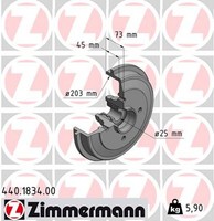 2X Zimmermann Bremstrommel 440.1834.00 FüR DS Peugeot CitroËN SW C2 1007 C3 206