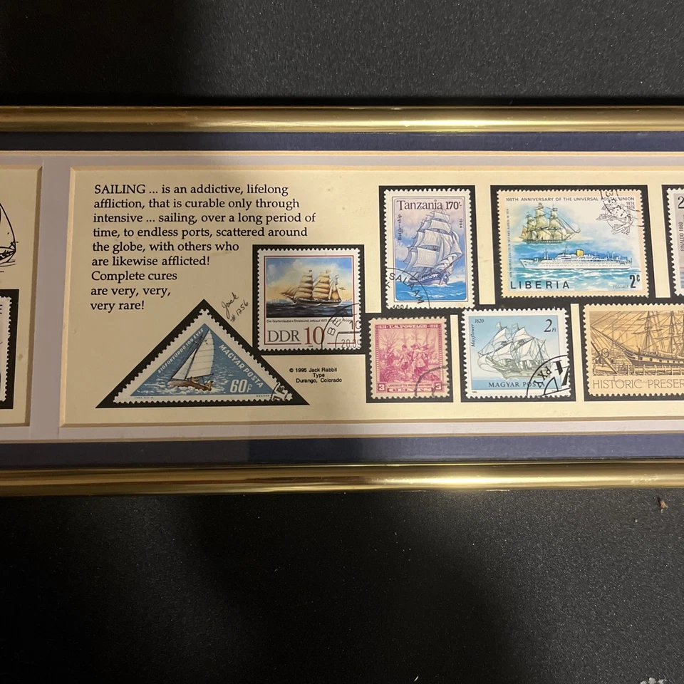 Framed Sailing Themed Stamp Collection Vintage Antique - Image 4 of 4