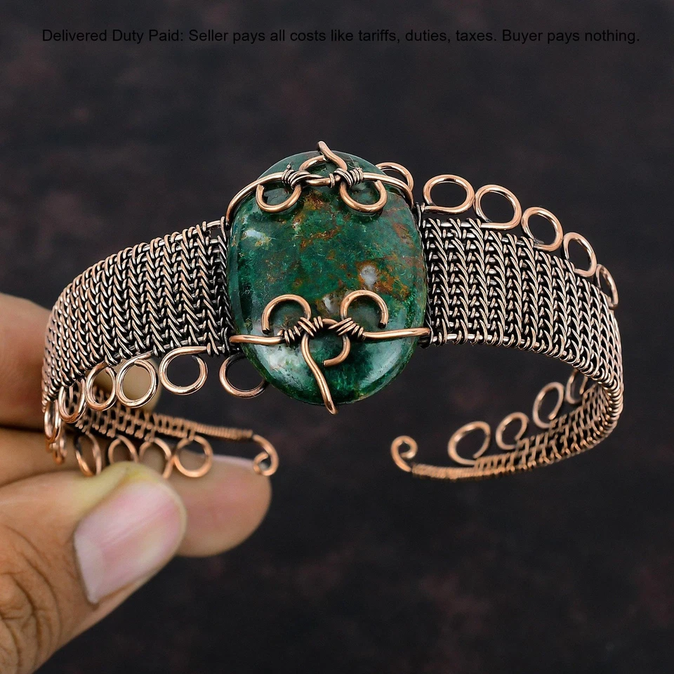 Новогодняя распродажа медь натуральный куприт хризоколла ручной работы ар-деко браслет манжета - Изображение 4 из 4