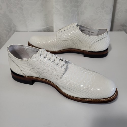 Stacy Adams Men's Shoes Madison Plain Oxford Anaconda Leather Sz 12D White - Picture 6 of 17