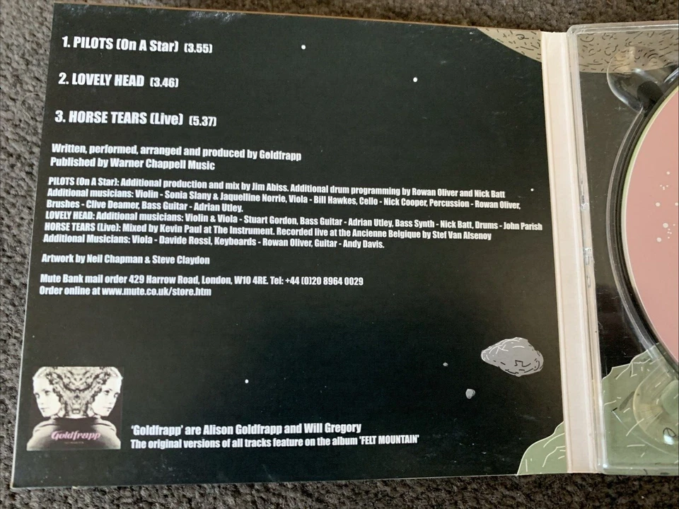 GOLDFRAPP- Lovely Head/Pilots (On A Star) (Promo CD1, 2001 Mute Records) - Image 4 of 4