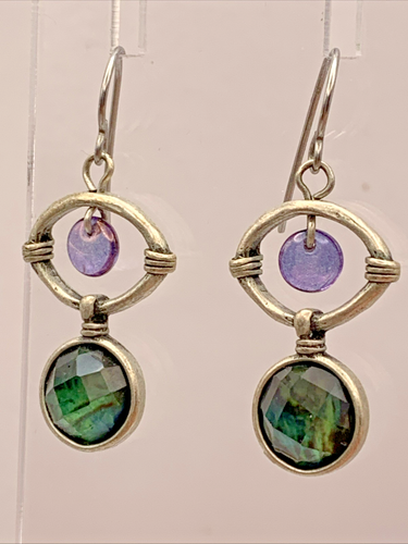 Chico’s Silver Tone Crystal Drop Earrings 1581 - Picture 3 of 4