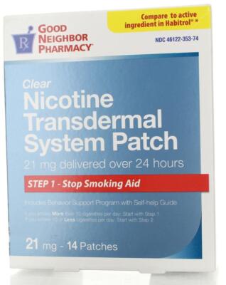 Good Neighbor Pharmacy Nicotine Patch Step 1 21mg 14 patches Free Shipping