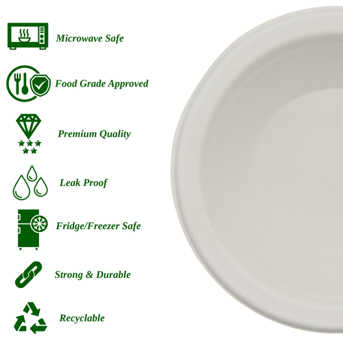 Einweg Schüsseln Bagasse biologisch abbaubar weiß umweltfreundlich Geschirr Party 8/12oz - Bild 4 von 14