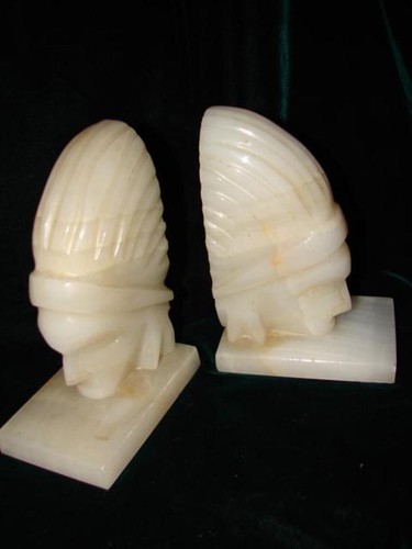 Vintage Hand Carved Sculpture Marble Aztec Designed Book Ends very nice bookends - Picture 3 of 3