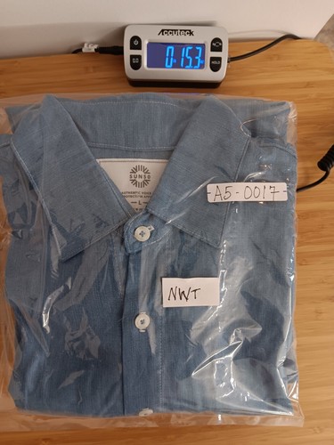 NWT Sun50 Men's Sun Protection long Sleeve Button Up Shirt Sky Blue Large - Picture 12 of 13