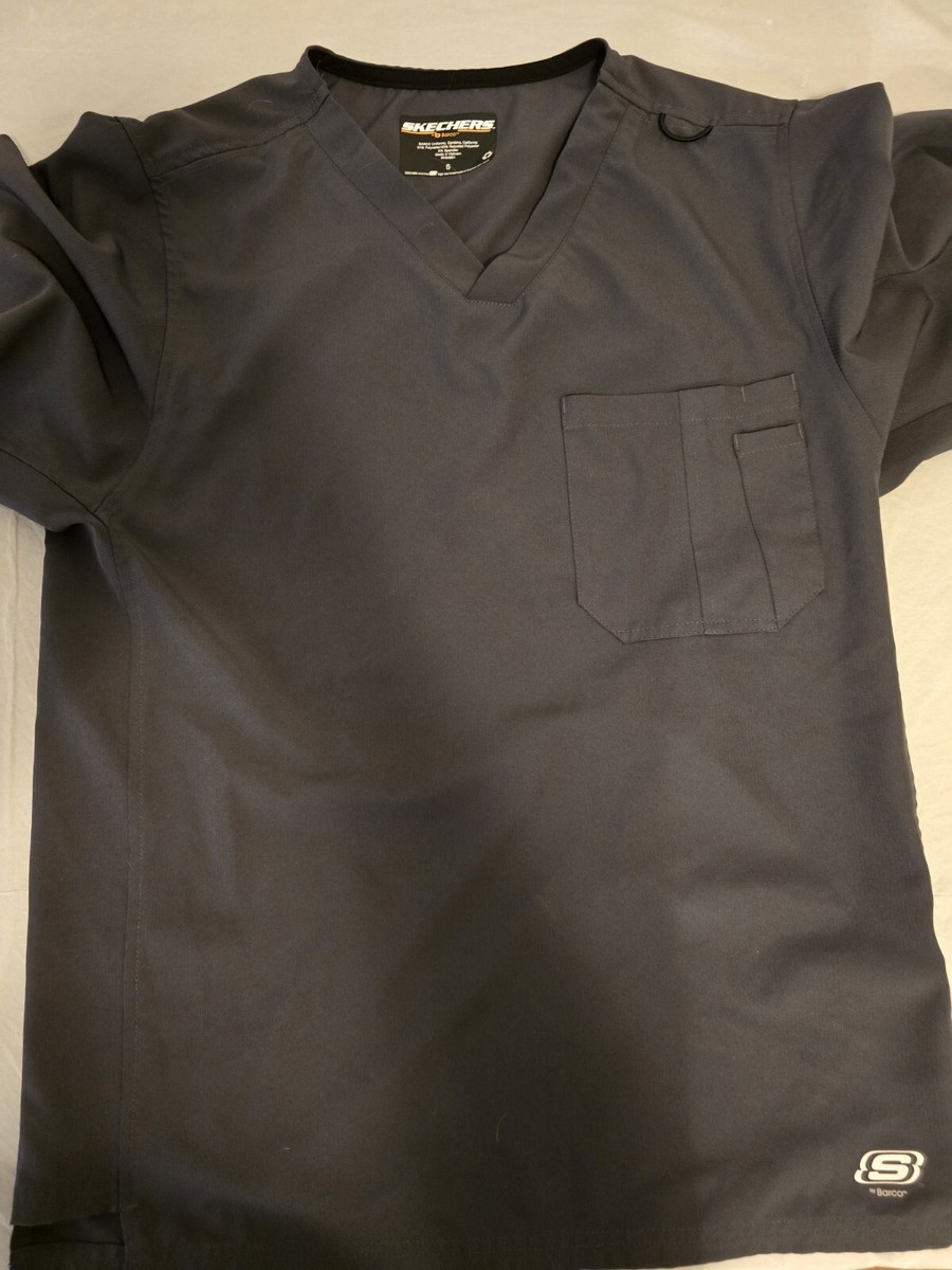 Skechers by Barco Adult S Gray Mens Medical Scrub Top V Neck With