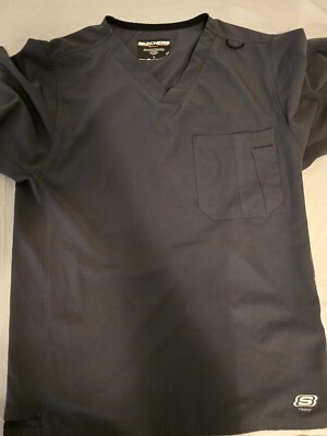 Skechers by Barco Adult S Gray Mens Medical Scrub Top V Neck