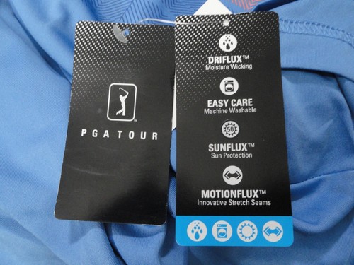 PGA Tour Blue Golf Polo Shirt Motionflux Driflux Short Sleeve Men's Size Large - Picture 8 of 10