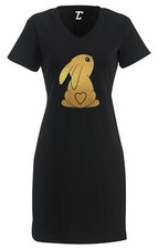 Bunny With Heart Tail - Gold Foil Rabbit Easter Love Women's Dress