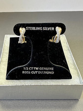 18K GOLD OVER 925 STERLING SILVER 1/2 CT DIAMOND WOMEN'S TWIST HOOP EARRINGS NEW