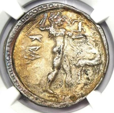 Bruttium Caulonia AR Apollo Silver Stater Coin ~400 BC - Certified NGC XF (EF)