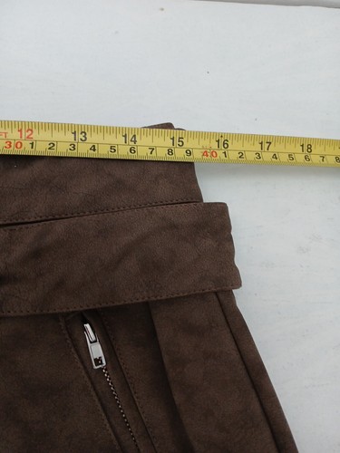 Pretty Little Thing size 10 Brown Washed Faux Leather Double Belted Shorts BNWT. - Picture 21 of 21