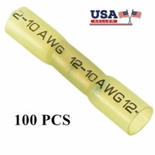 US Heat Shrink Butt Wire Crimp Connectors Terminal Yellow 12-10 Gauge AWG 100PCS