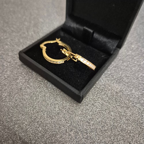 Swiss Star Zirconia hoop earrings in 14k gold over sterling silver - Picture 6 of 6