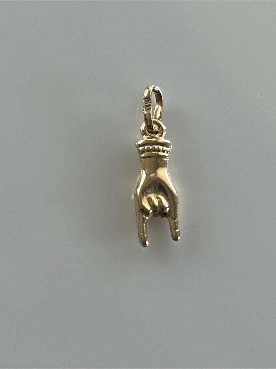 14K Gold Italian Figa Hand Malocchio Charm Pendant 1g
