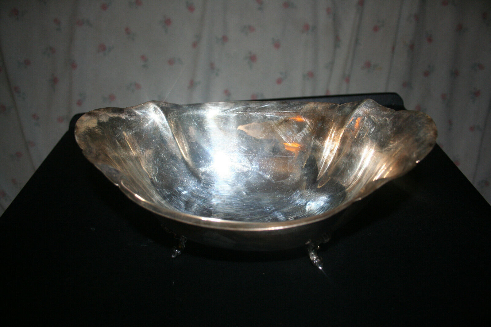 Signed REED & BARTON Silverplate Footed Oval Bowl Hollowware #14