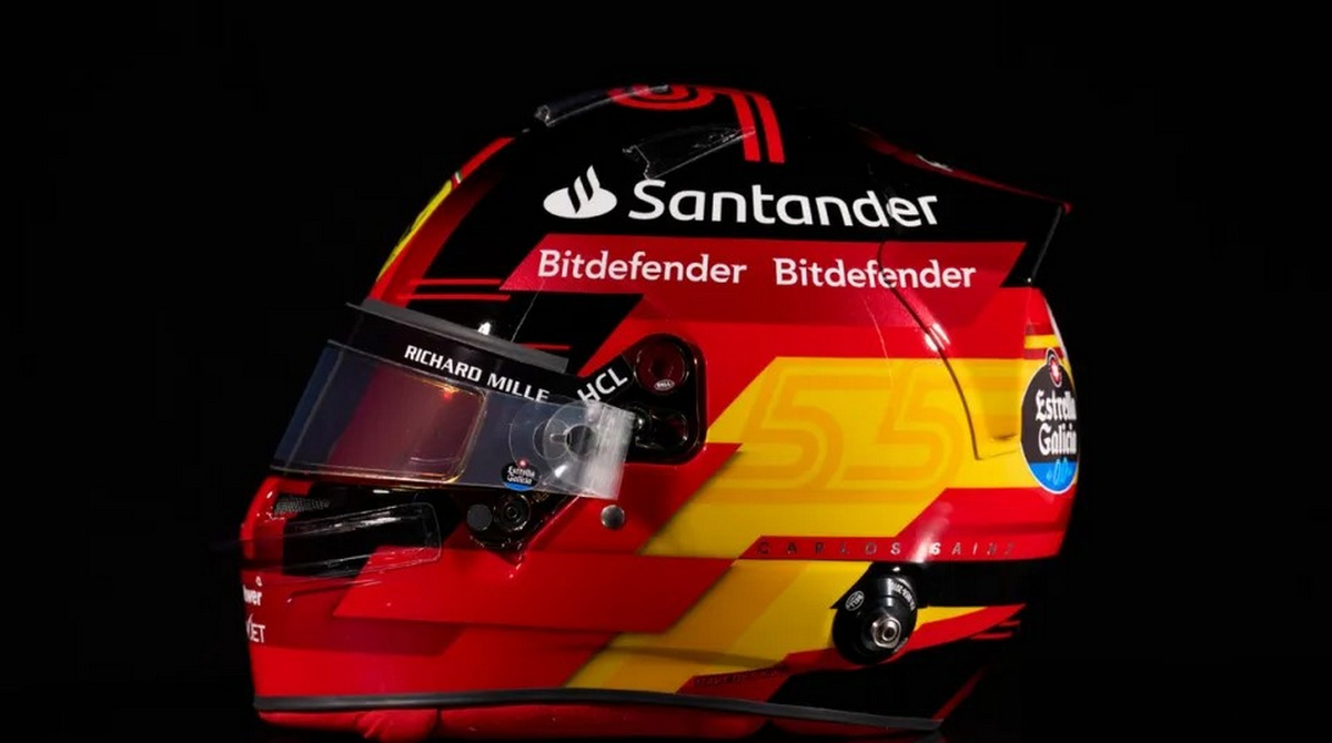 Spark 1:5 C. Sainz Jr. Scuderia Ferrari #55 6ème Italie GP Formule 1 2021 Casque Editions Mw8ala0066
