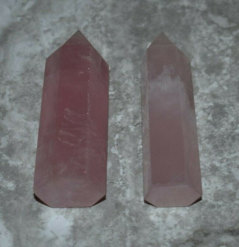 2 Stück 2,5 Zoll bis 2,75 Zoll rosa Quarz Kristall Punkte, natürliches Gestein - Bild 2 von 4