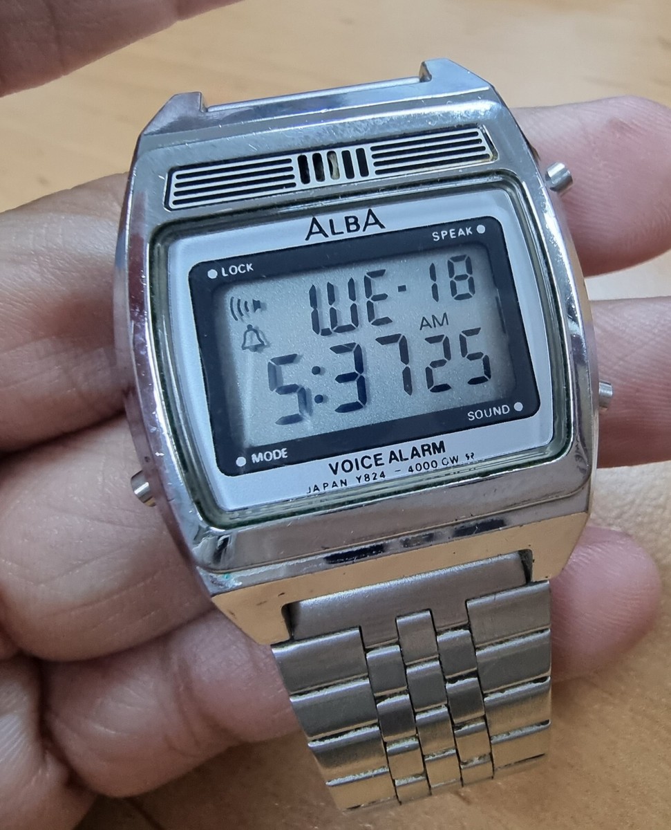 SEIKO ALBA SPEAK TIME VOICE ALARM 腕時計 Vintage Seiko Alba LCD Voice Alarm Speaking Watch Y824-4000