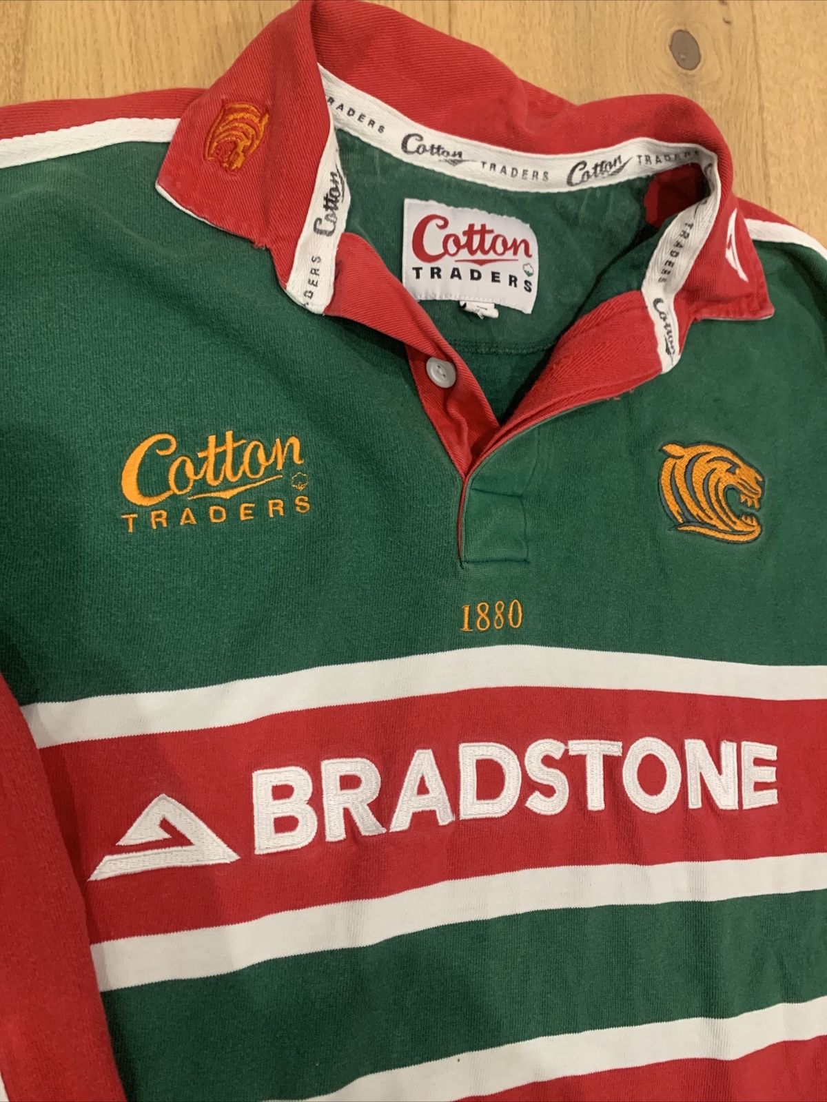 Vintage Leicester Rugby Shirt Mens Cotton Traders XL Leicester Tigers