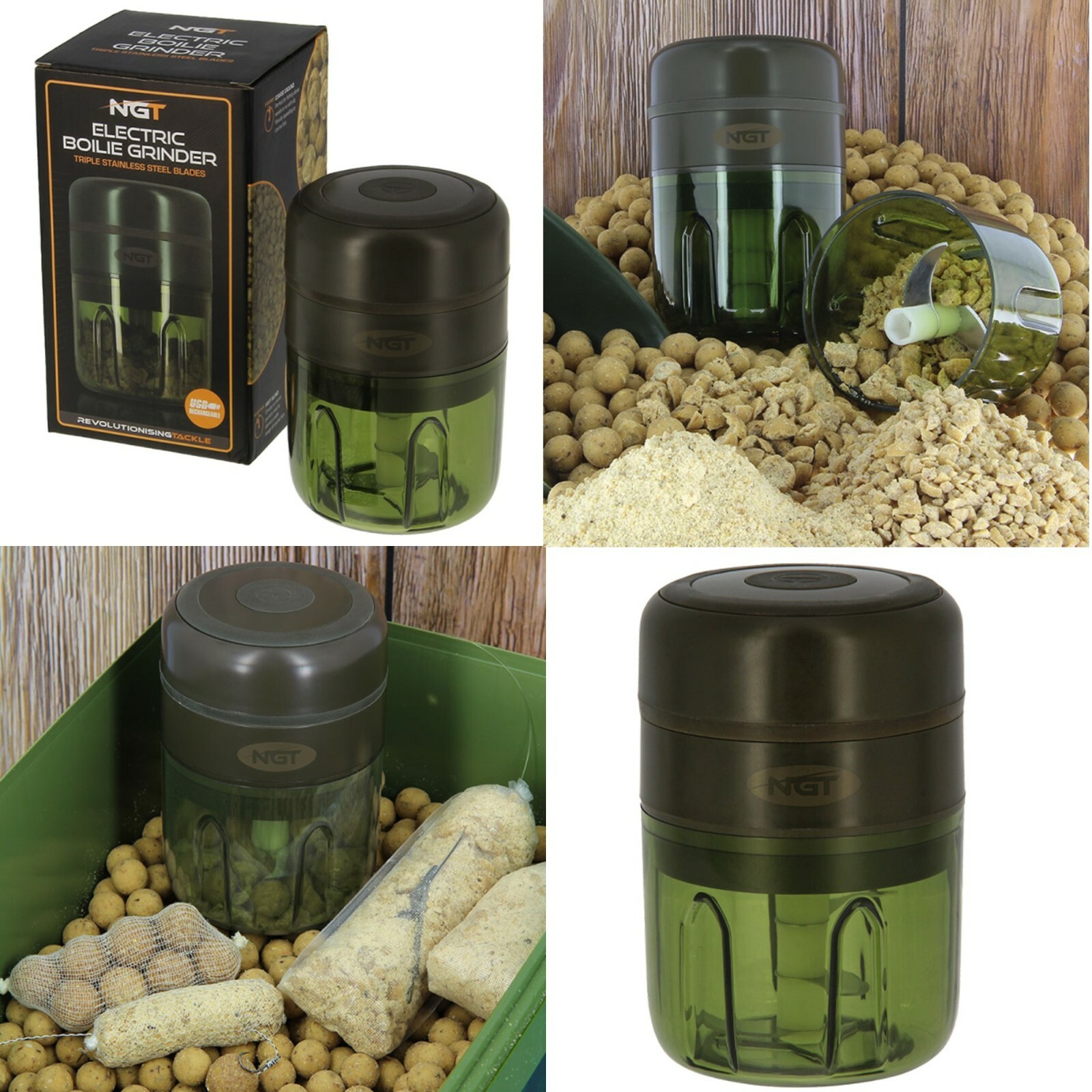 Boilie Bait Grinder Carp Fishing Electric Rechargeable with 60 PVA Bags NGT - Image 4